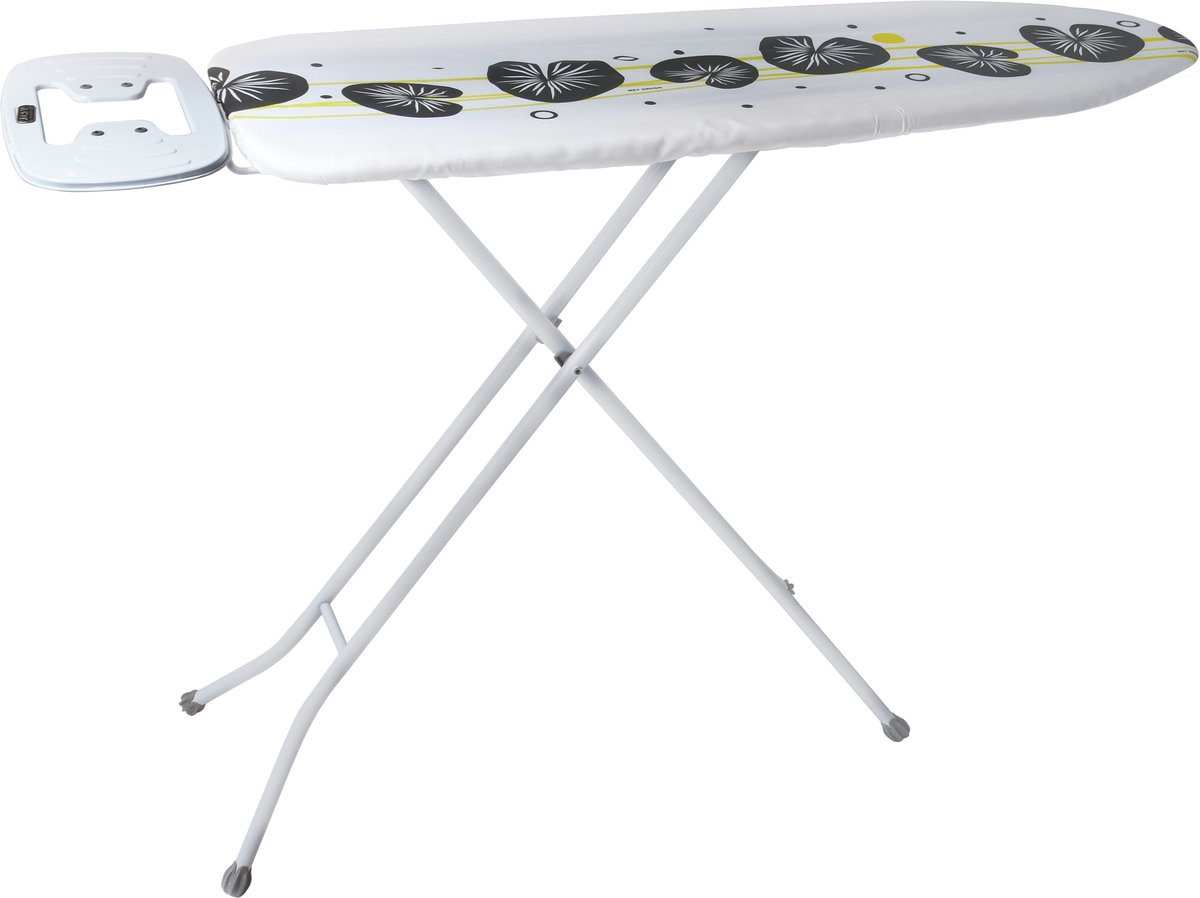 MSV Strijkplank - Hoogte Verstelbaar tot 90cm - Strijkijzerhouder - Antislip Voetjes - Modern Design Zwart Wit - 130x33cm - Stevig Lichtgewicht Staal