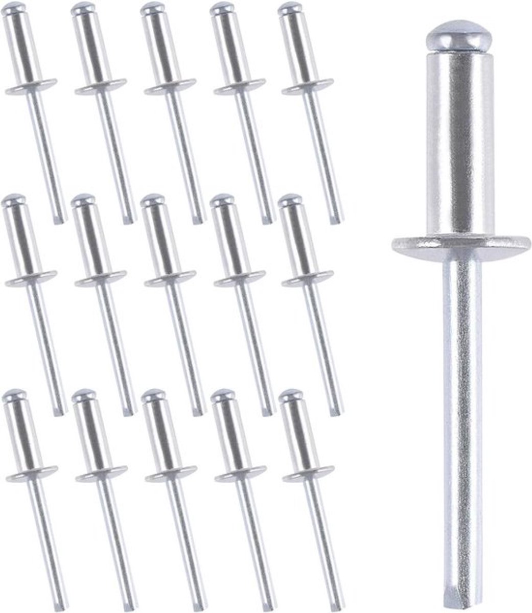 Klinknagels 150 stuks, 4,8 x 16 mm - Aluminium popnagels met grote flens - Voor metaal, kunststof en hout.
