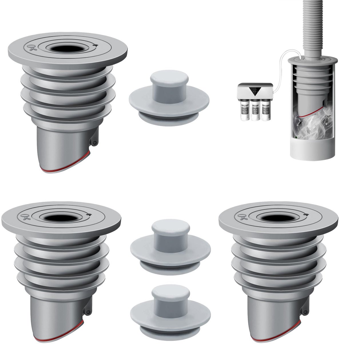 3 stuks - 35-40 mm - siliconen afvoerpluggen - geschikt voor afvoerpijp WISIRENT - afvoerslangafdichting - voor wasmachines - voor badkamer - keuken - wasmachine