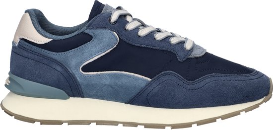 Vue latérale d'une basket Hoff bleue avec lacets blancs.