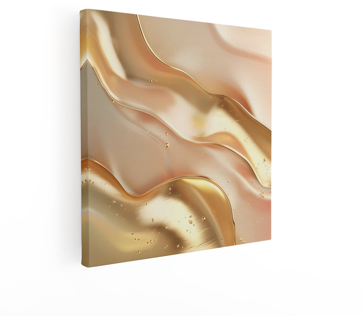 Artaza Canvas Schilderij Abstract - 70x70 cm - Wanddecoratie Goud - Muurdecoratie Woonkame