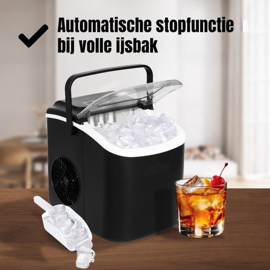 Quvo® Ijsblokjesmachine - ijsmachine -ijsblokjesmakers - Supersnel ijsblokjes maken - Zwart - 23cm x 30cm x 29cm van Quvo — afbeelding 5