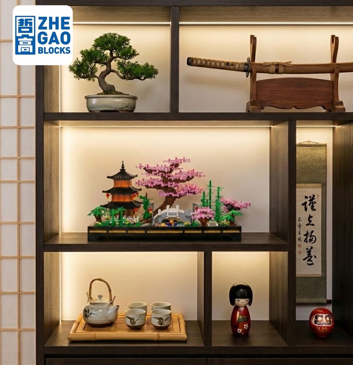 Lezi Nanoblocks Japanse bloemen tuin | Botanical Bonsai | Sakura Flowers Collection | Classic Creator STEM speelgoed bouwpakket niet compatibel met lego mould king mega | Architecture modelbouw voor volwassenen en kinderen | 2805 bloks — afbeelding 11