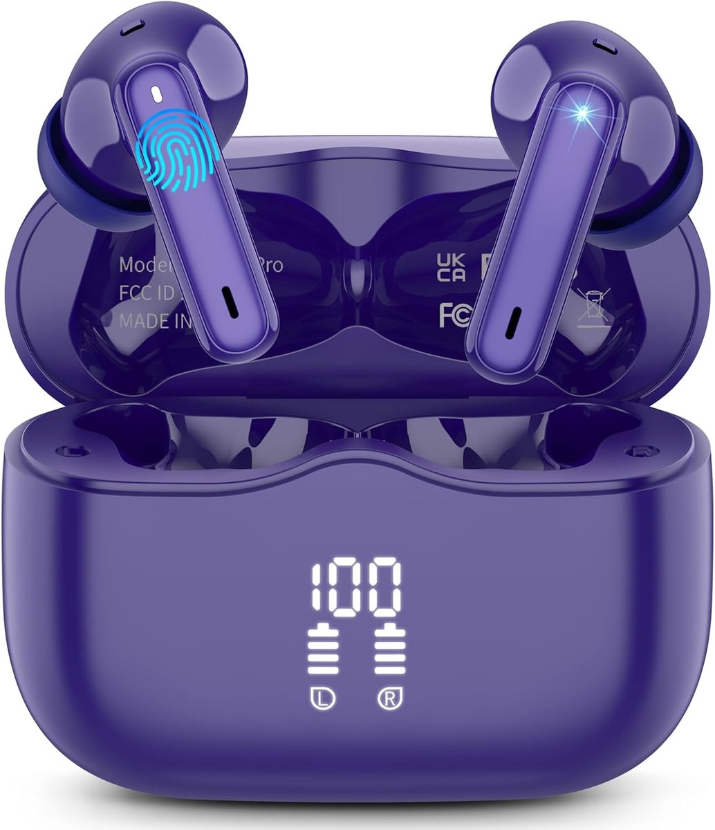 Draadloze Oortjes Bluetooth 5.4 – ENC Ruisonderdrukking, Diepe Bas, 40 Uur Afspelen, IP7 Waterdicht, LED-Display