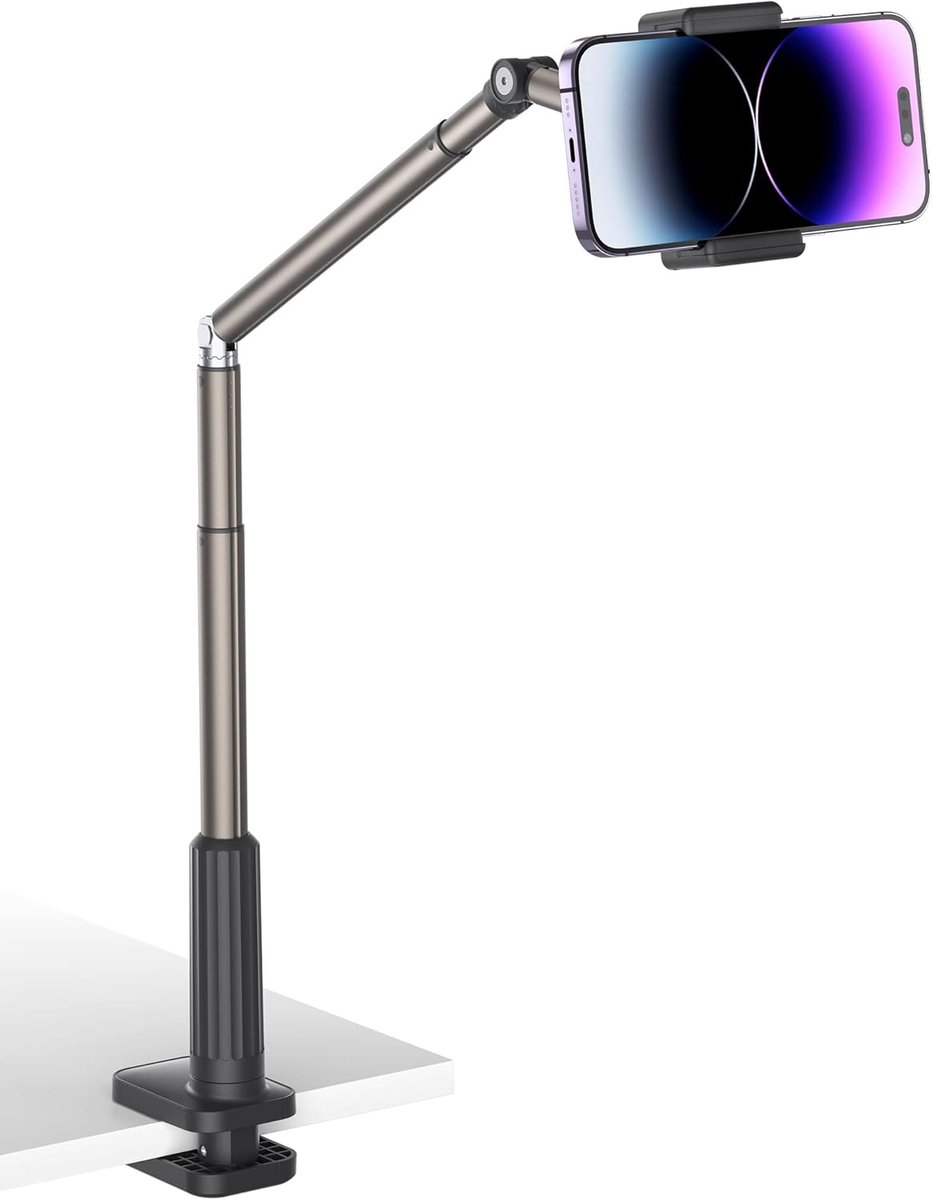 Famanu – Universele telefoonhouder voor bureau en bed 360 graden draaibare luie arm met stevige tafelklem