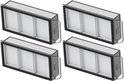 Vier rechthoekige, grijze filters met zwart frame voor robotstofzuiger.