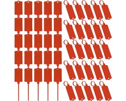 50pcs Waterdichte Herbruikbare Plastic Labels met Kabelbinders - Etiketten voor Tassen - Sleutels - Opslag - Bagage - Kleding - Office - Magazijn - Rood