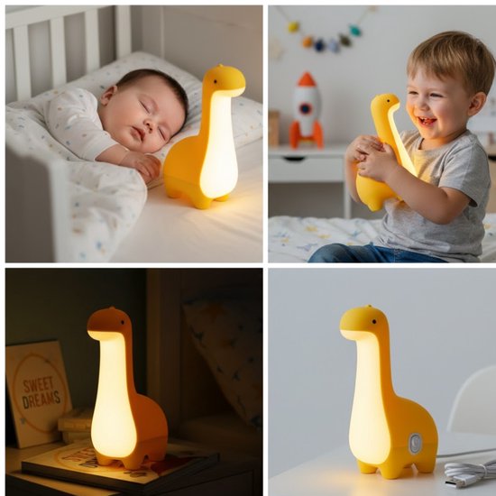 Baby Dinosaurus Nachtlampje - Zachte & Oplaadbare LED Lamp - Leuke Slaapkamerdecoratie - Geboorte- of Kindercadeau van Gizzys — afbeelding 2