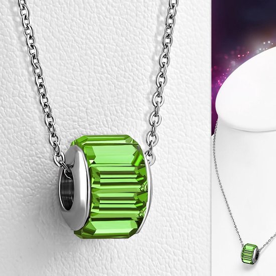 Collier Amanto Cau Green - Femme - Acier 316L - Zircone - 10 x 12 mm - 45 cm