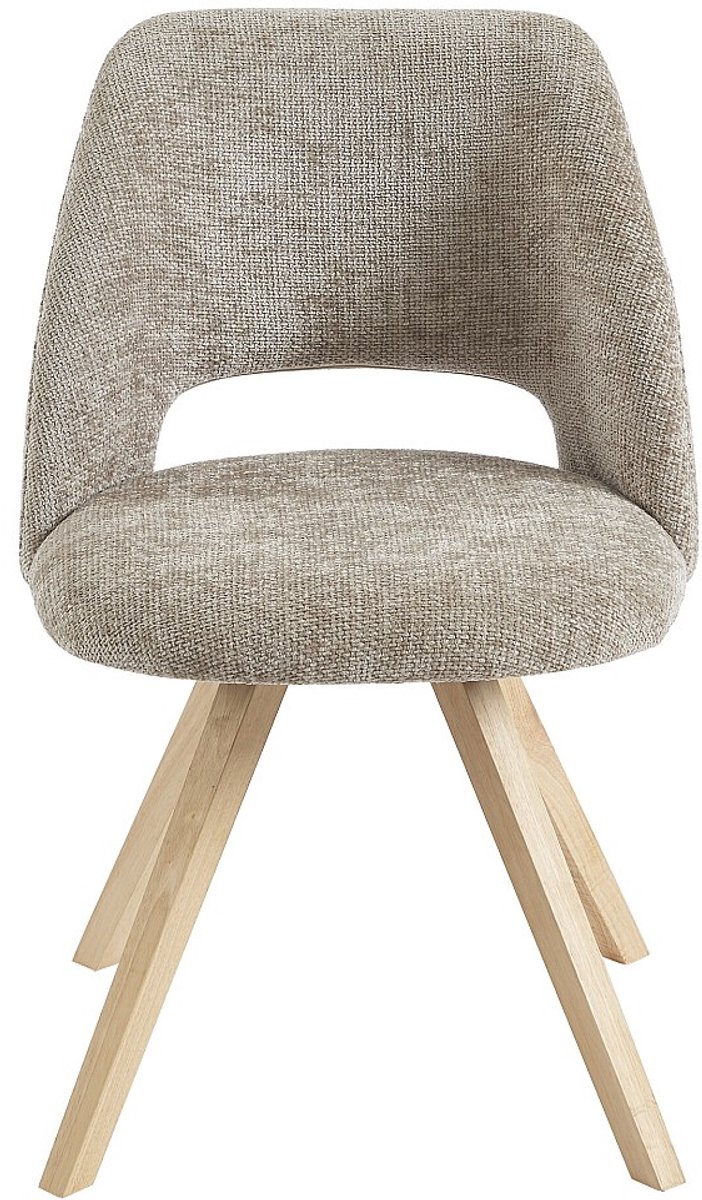 Vente-unique Set van 2 stoelen van stof en heveahout - Taupegrijs - VESIANI
