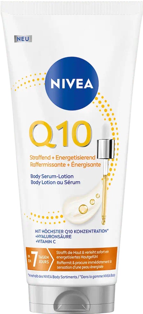 NIVEA Q10 Firming + Energizing Body Serum-Lotion, Lotion (stof), Vrouwen, Verkwikkend, Verstevigen, Hydraterend, Smoothing, Universele huid, 200 ml, Koker