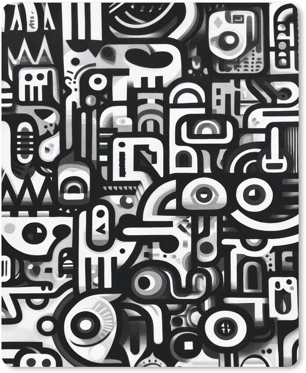 Muismat 19x23 cm - Mousepad Symbolen - Abstract - Grafisch - Zwart - Muismatten