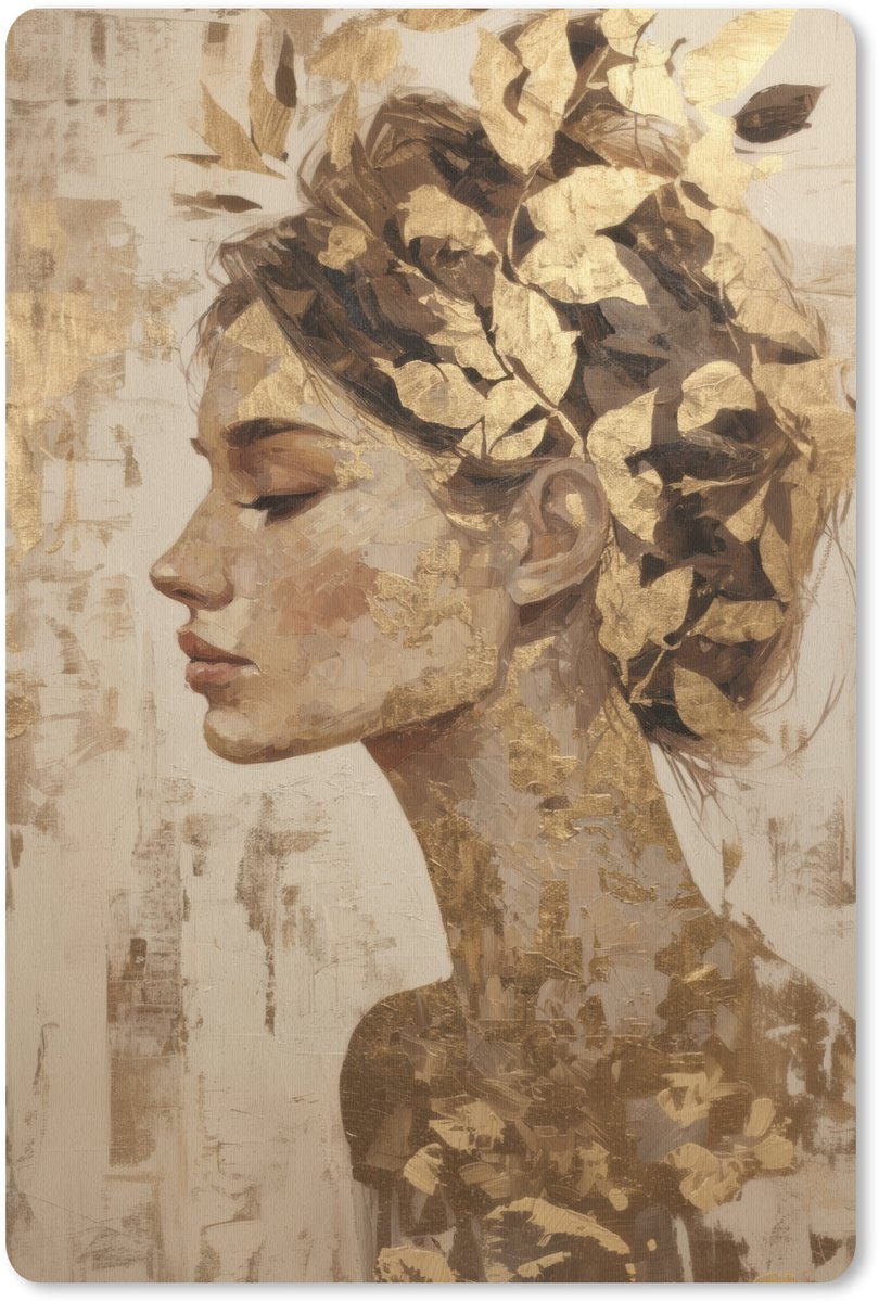 Muismat 18x27 cm - Mousepad Vrouw - Goud - Abstract - Textuur - Muismatten