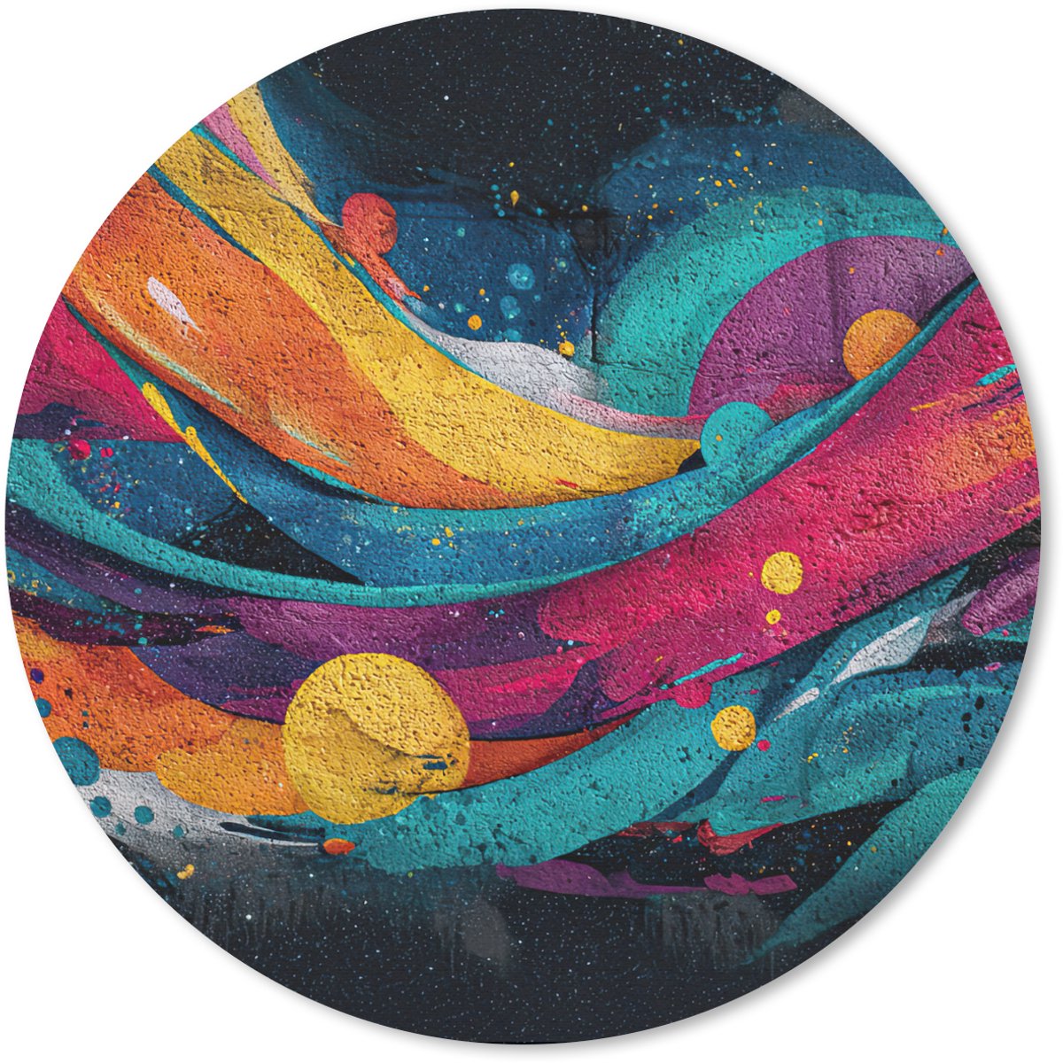 Muismat rond 30x30 cm - Mousepad Banen - Golven - Kleurrijk - Abstract - Ronde muismatten