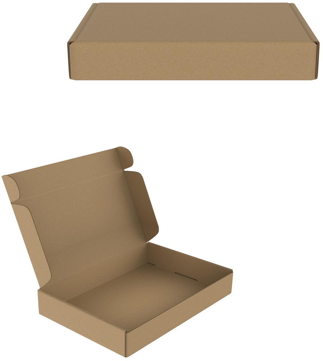Aufun vlakke verzenddozen – 20 stuks – 32 x 22 x 5 cm – bruin – voor postkantoor, magazijn en kantoor – geschikt als documentendozen