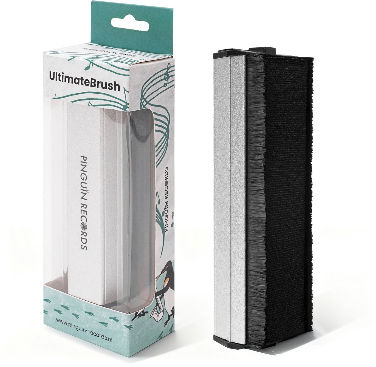 Pinguïn Records VinylCare UltimateBrush – Platenborstel - Grondige platenborstel – Koolstofvezel en fluweel borstel - Antistatische platenborstel – LP borstel – Platenreiniger voor vinyl – Extra diepe reiniging