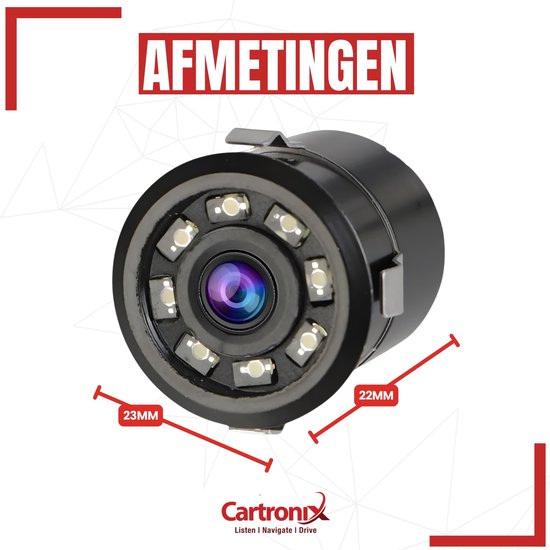 Cartronix RV-340 PRO Achteruitrijcamera - Universeel - Bumper - 8 LED van Cartronix — afbeelding 5