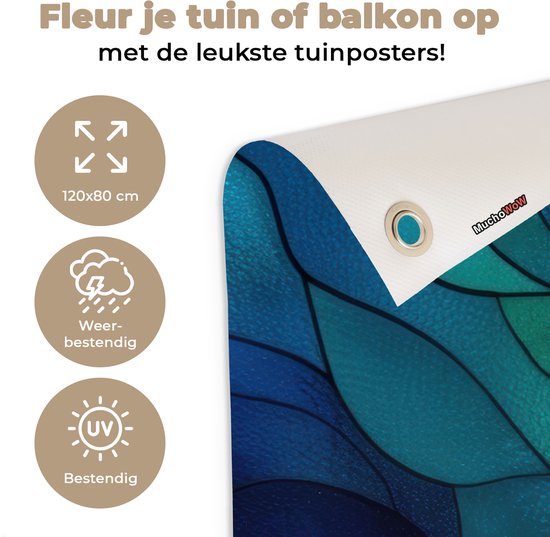 Tuinposter 120x80 cm - Tuindecoratie Sierglas - Boom - Rood - Vlakken - Poster voor in de tuin - Buiten decoratie - Schutting tuinschilderij - Tuindoek muurdecoratie - Wanddecoratie balkondoek