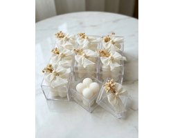 Mini Bubble Candle 10 stuks – Trendy Bruiloft Bedankje & Baby Shower – Kubus Kaarsjes – Wit