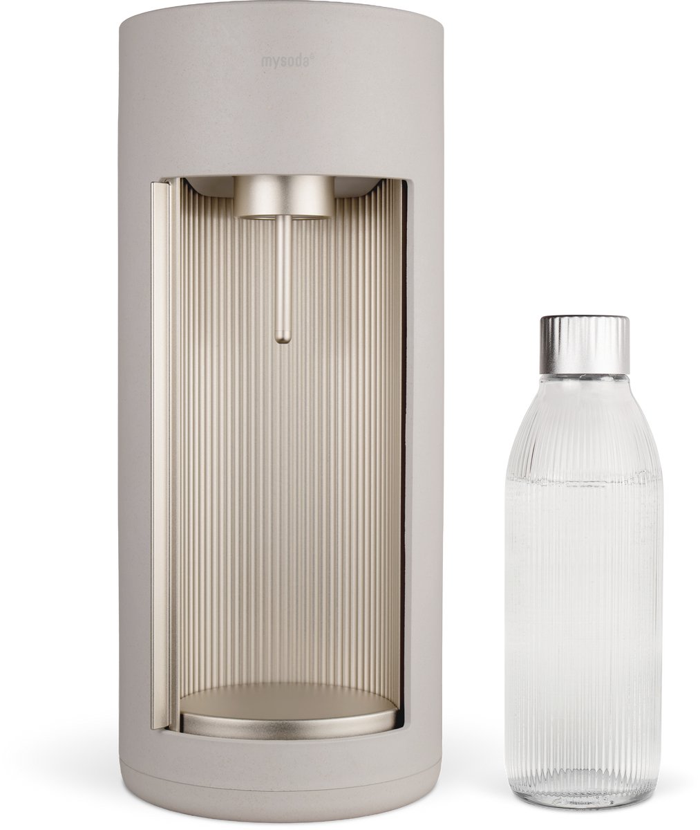 Mysoda Glassy Clay- design bruiswatertoestel gemaakt van ecologisch biocomposiet & aluminium - incl 1 glazen fles
