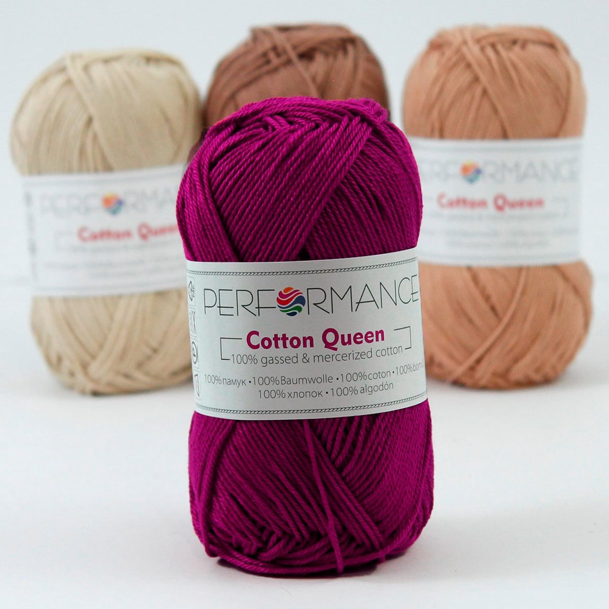 5 bollen effen haakgaren magenta (2109) - Cotton Queen uni - gemerceriseerde 100% katoen - breigaren