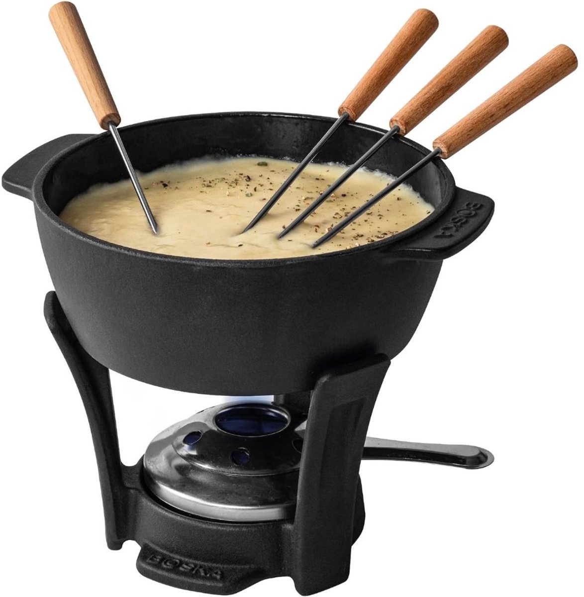 Quvo® Kaasfondue Set - Fondue Set - Fonduepan - Zwart - 21cm x 18cm x 17cm