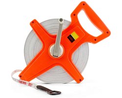 Meetlint - Landmeters meetlint - 100 meter meetlint - Dubbelzijdige schaalverdeling - Rolmeetlint - 100 meter metrische en Engelse maten - Flexibel meetlint - Opbergbaar - Meetlint voor ingenieurs, timmerlieden, tuinen en landmeting