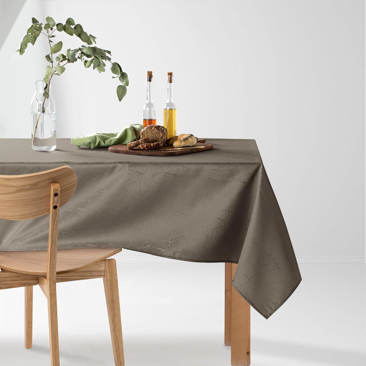Rond Tafelkleed 100 x 100 cm - Beige - Afwasbaar - Marmerpatroon - Voor Binnen en Buiten