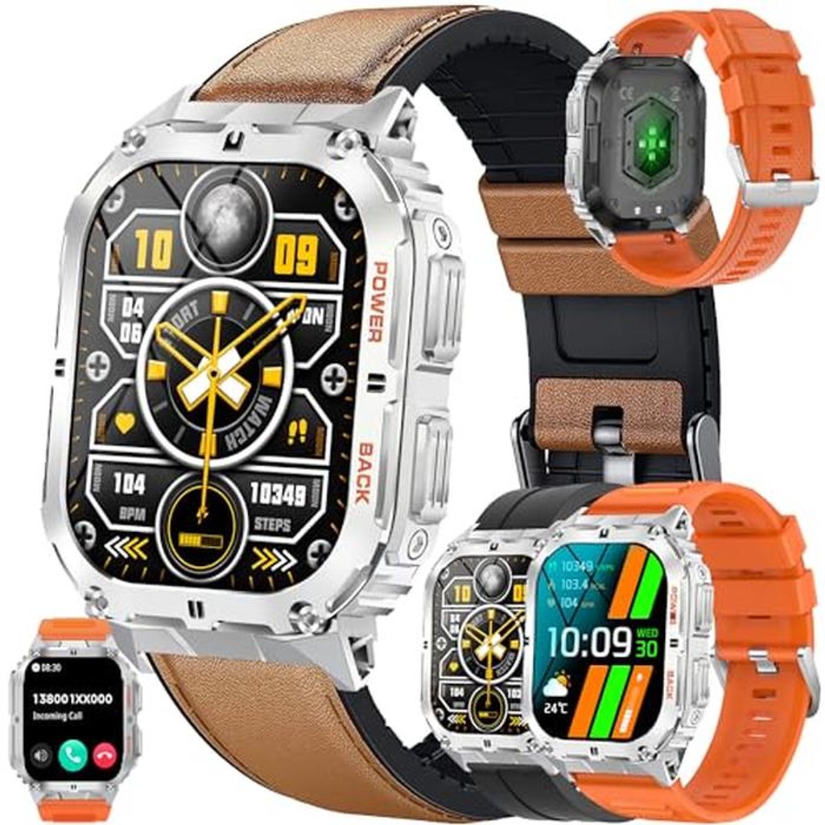 Bluetooth Smartwatch 1,96" AMOLED Scherm, Waterdicht met Sportmodi en Hartslagmonitor