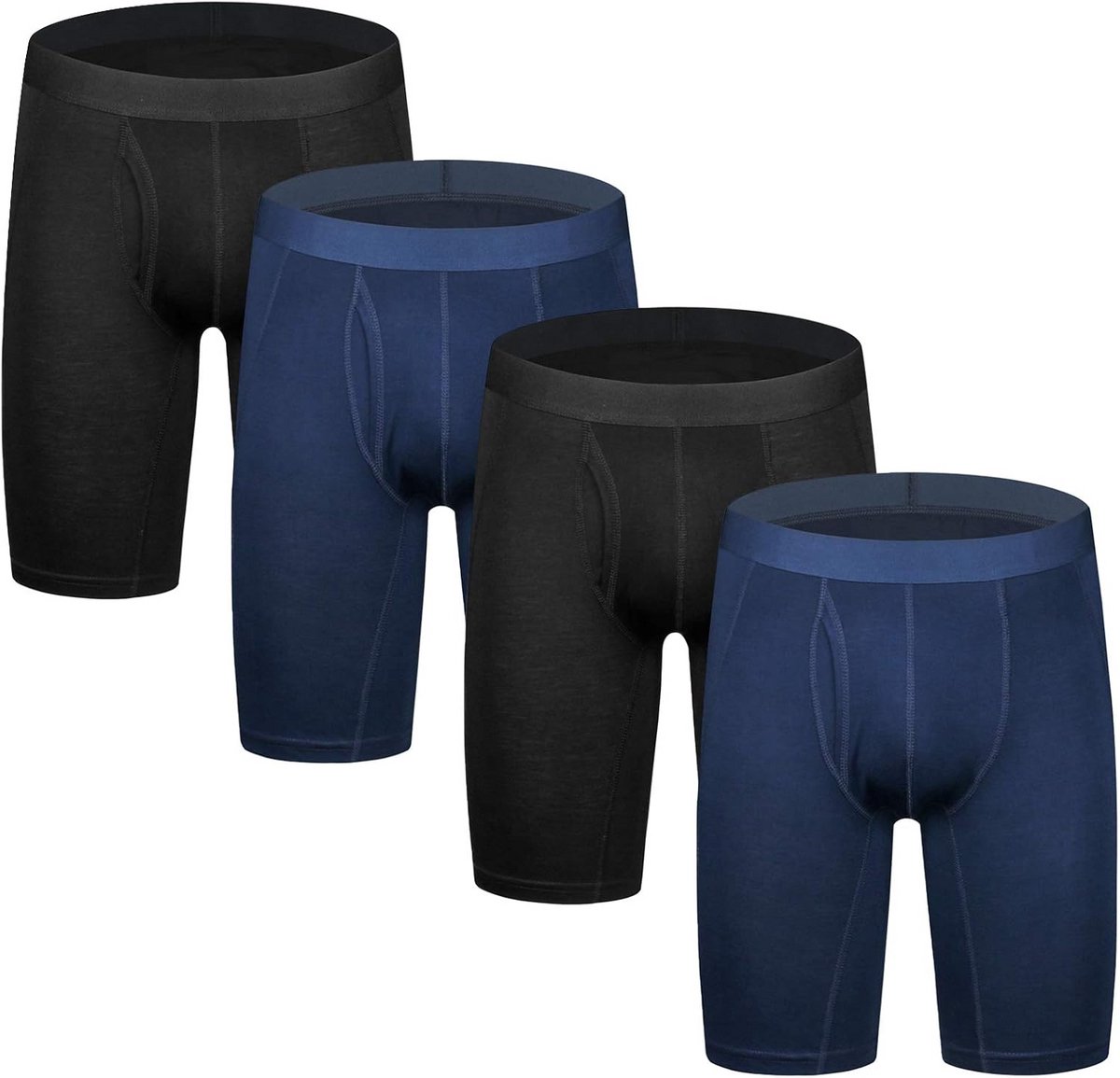 Set van 3 of 4 lange boxershorts voor heren - Katoen, sportondergoed, multipack, gemengde kleuren