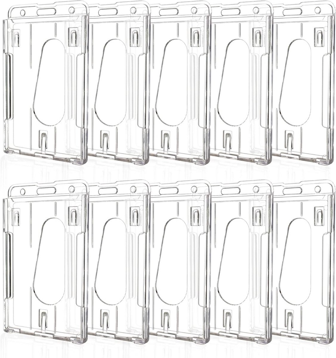 10 Stuks ID-kaarthouders - Transparante, Stijve Badgehouders voor Kantoor en Bus - Verticaal