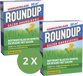ROUNDUP® Gazon Onkruidvrij 1kg - 2 Stuks Voor 100 m2 - Bestrijdt blad en wortel en spaart het gazon - Werkt tegen o.a. botterbloem, madeliefjes, klaver en paardenbloem - Garden Select
