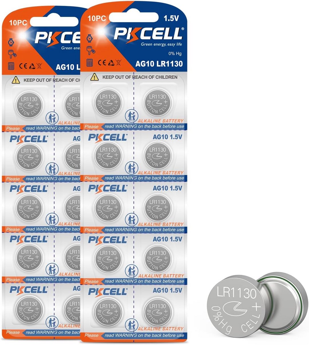 20 Stuks 1.5V Alkaline Knopbatterijen - AG10