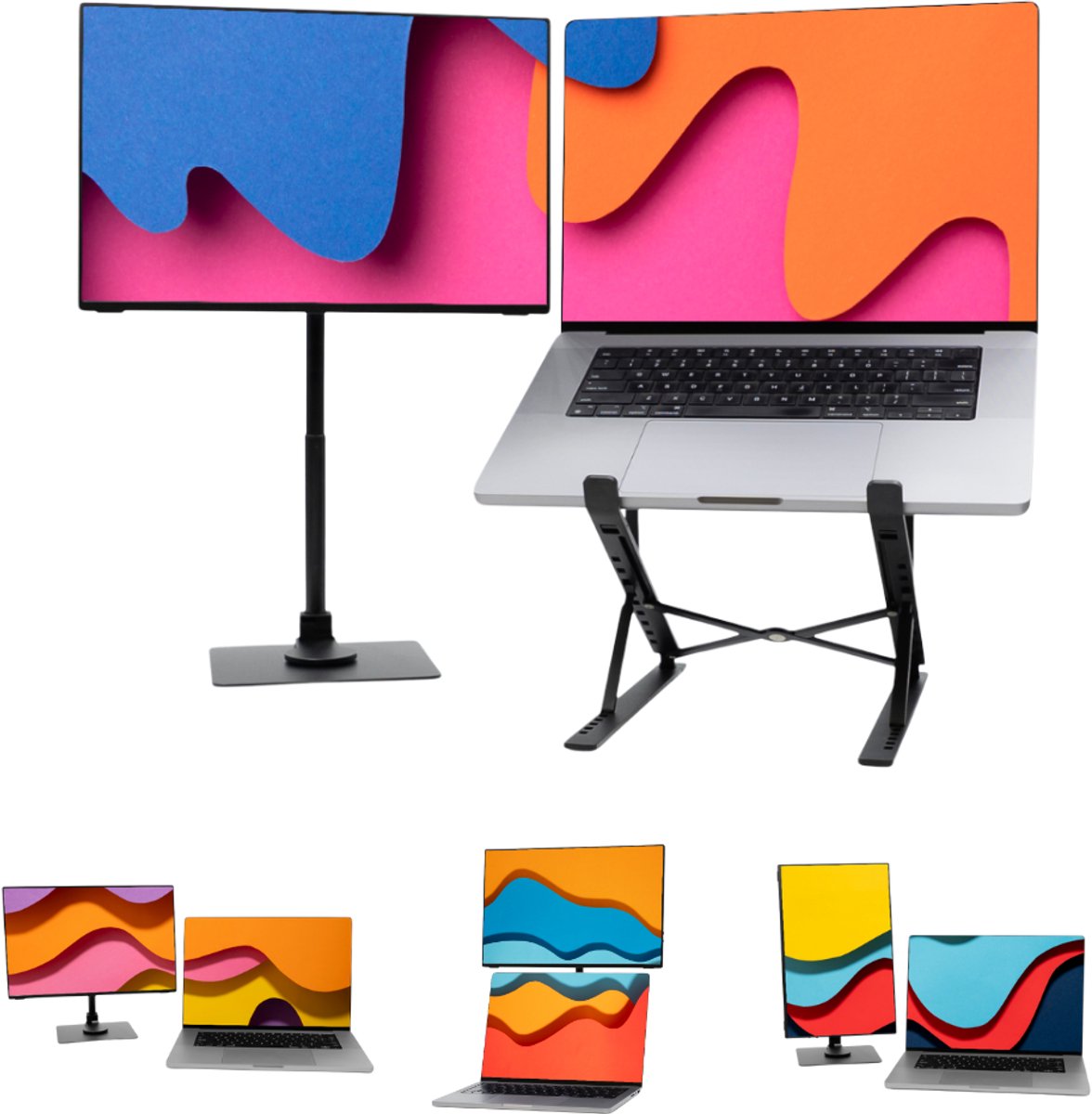 Blerron Flow - Portable Monitor - HD - 16 Inch - Draagbare Monitor - Beeldscherm - Incl. Monitor en Laptop Standaard - 1920x1200 FHD