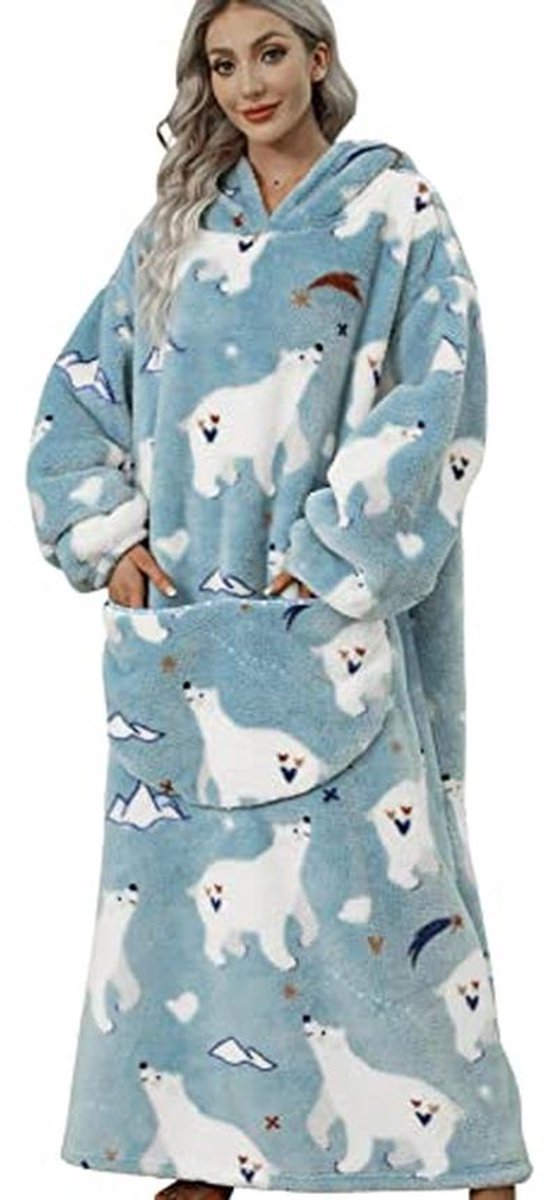 Oversized hoodiedeken met enorme zak voor dames en heren - one size