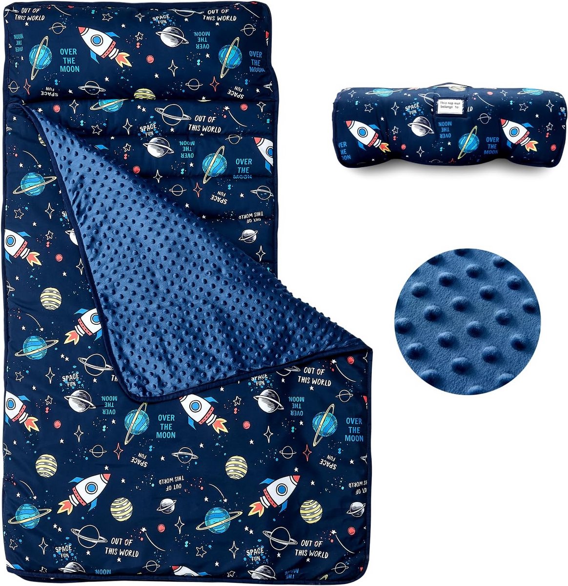 Peuter Napmat met Verwijderbaar Kussen en Minky Deken - Perfect voor Kinderdagverblijf, Voorschoolse Reizen en Kamperen