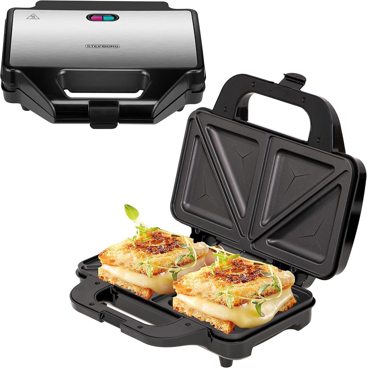 XXL Sandwichmaker met Cool-Touch Behuizing en 4 Hoeken voor Perfecte Sandwiches