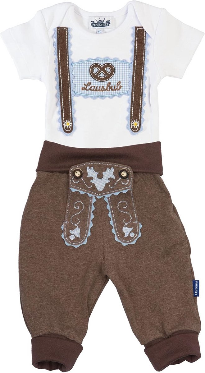 Klederdrachtset voor Kinderen met Korte Mouwen en Joggingbroek in Lederhose Look