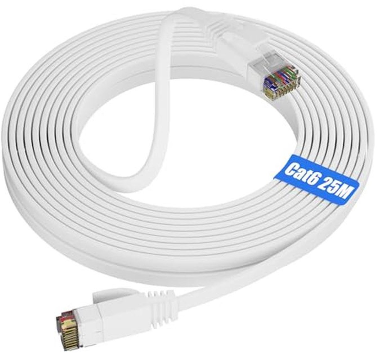Cat 6 LAN Kabel 25 Meter - Plat Ethernetkabel voor Snelle Internetverbindingen