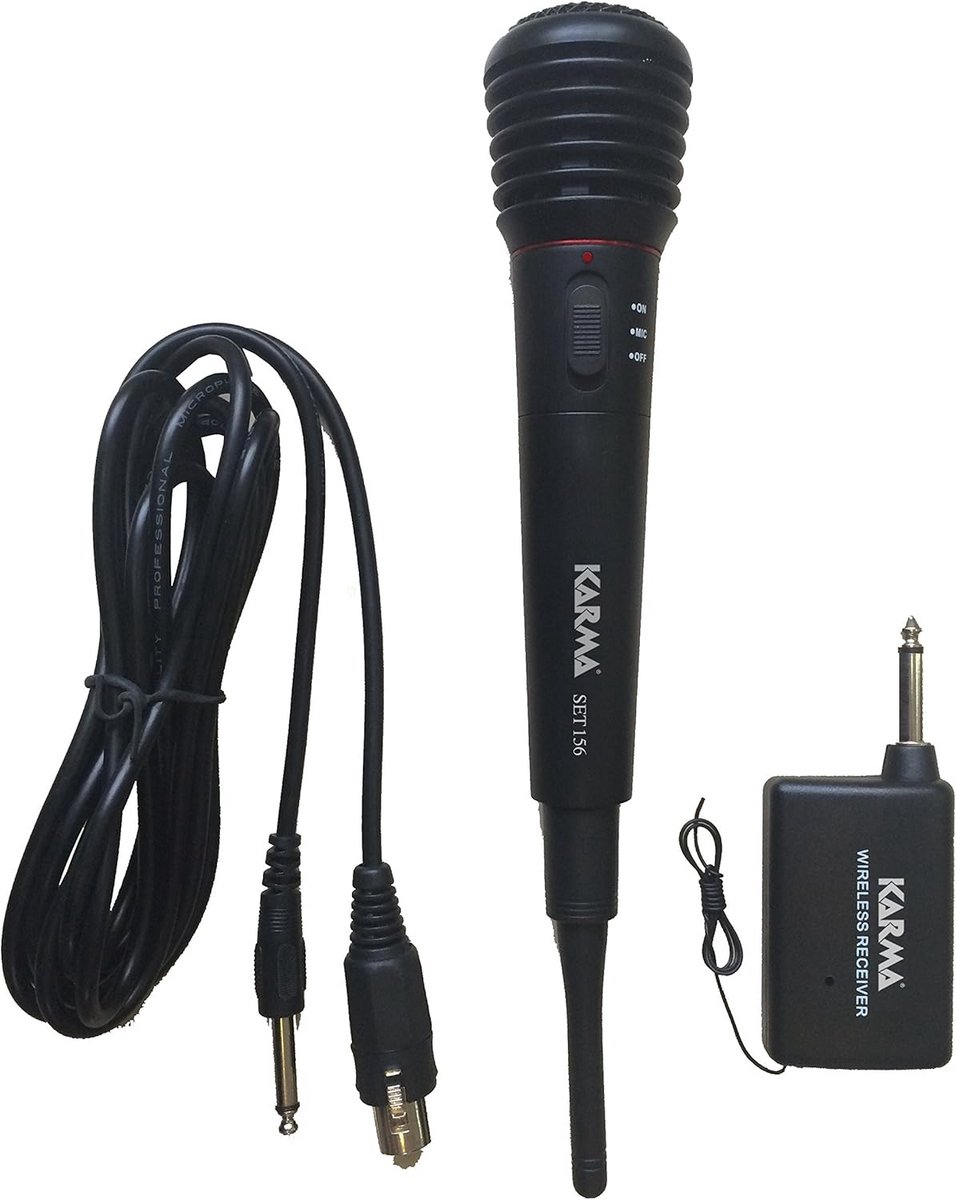 Draadloze Handheld Microfoon met Ontvanger - Oplaadbare FM Microfoonset