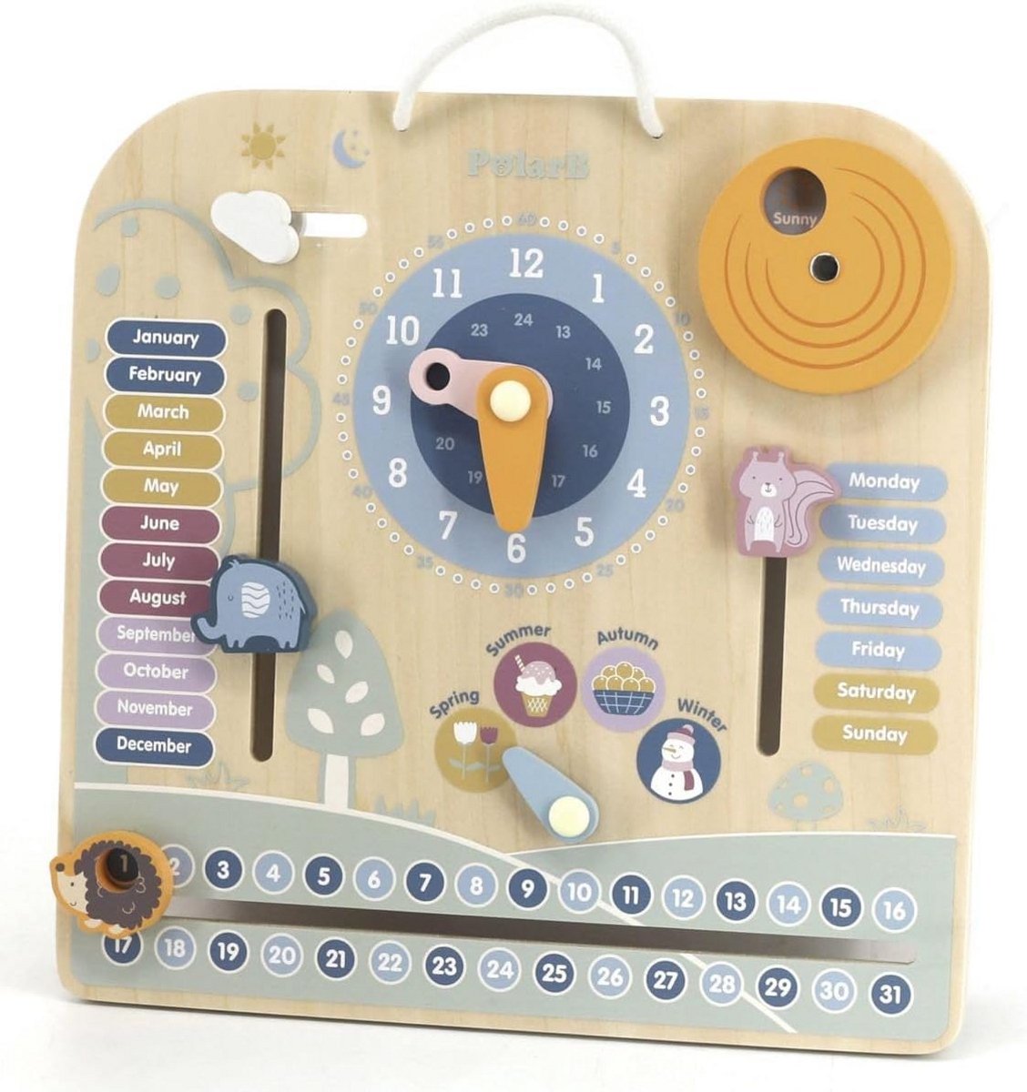 Houten Kalender en Klok Speelgoed voor Kinderen - Veelkleurig Leermiddel