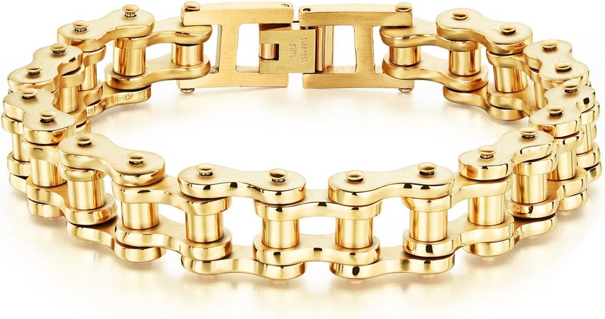 Zilveren en Zwarte Zware Biker Link Fietsketting Armband voor Heren