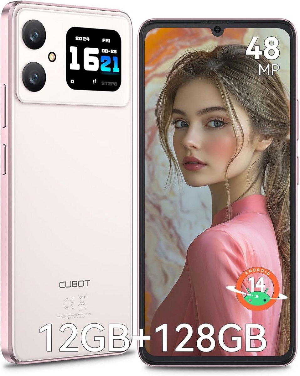 Mobiele Telefoon met 12 GB RAM en 128 GB Opslag, Android 14, HD+ Display van 17 cm, 48 MP Camera