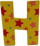 Decoratieletter - H - Hout - 7cm - Geel