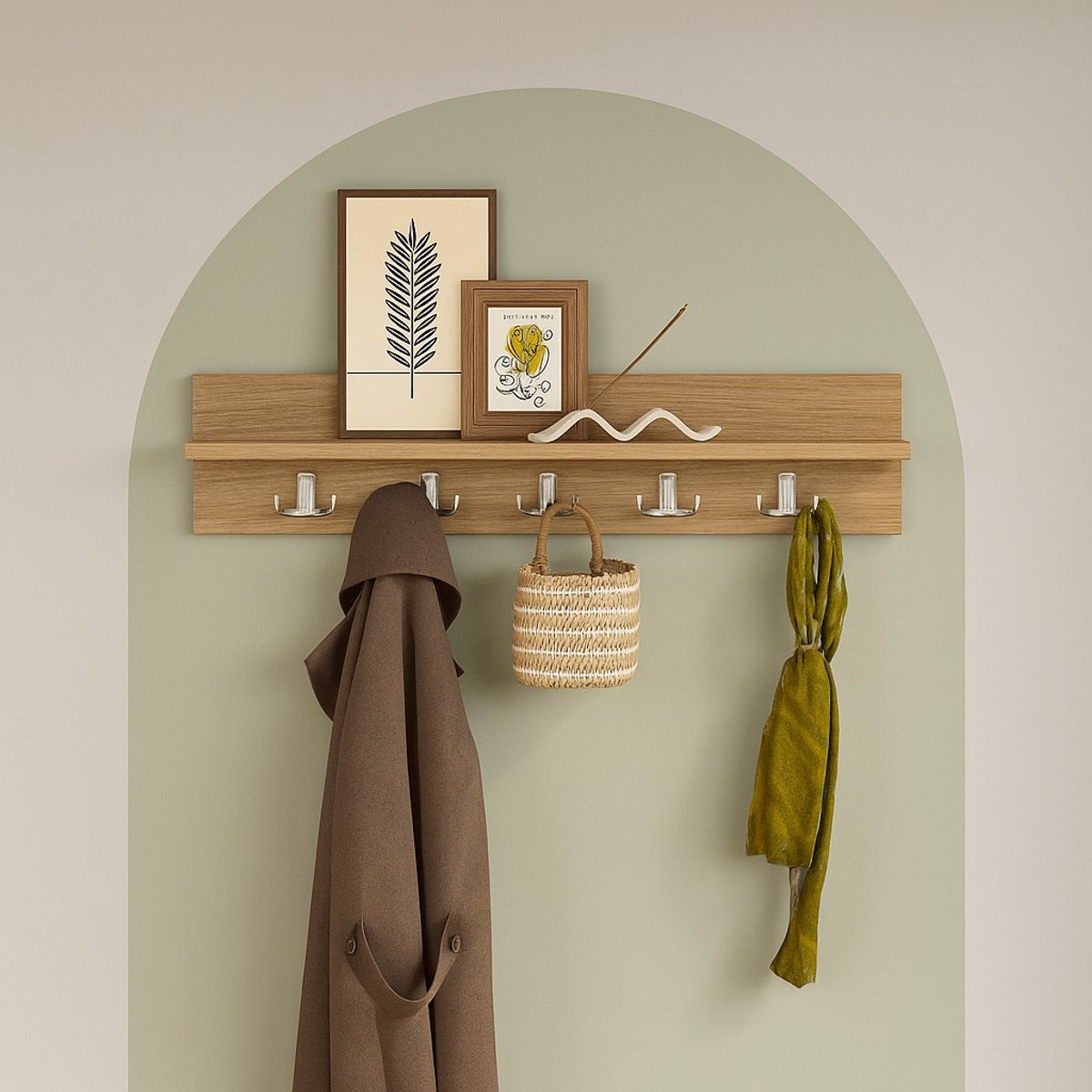 LUNOR® Leon - Kapstok - Wandkapstok- 5x2 haken - Pijnboom - 80 cm