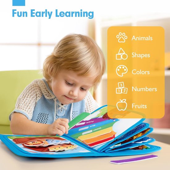 Dierenspeelgoed Druk Boek, geschikt voor peuters van 1-3 jaar - Doopcadeau voor jongens en meisjes - Montessorispeelgoed, geschikt voor baby's van 1 jaar, vroege sensorische leerontwikkeling, geschikt als verjaardags-, kerst- en ander cadeau voor peu — afbeelding 3