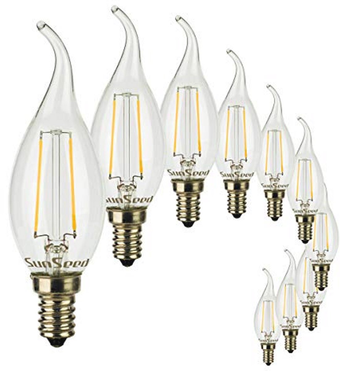 10-Pack E14 LED Gloeidraadlampen 2W Warm Wit 2700K Vervangt 25W