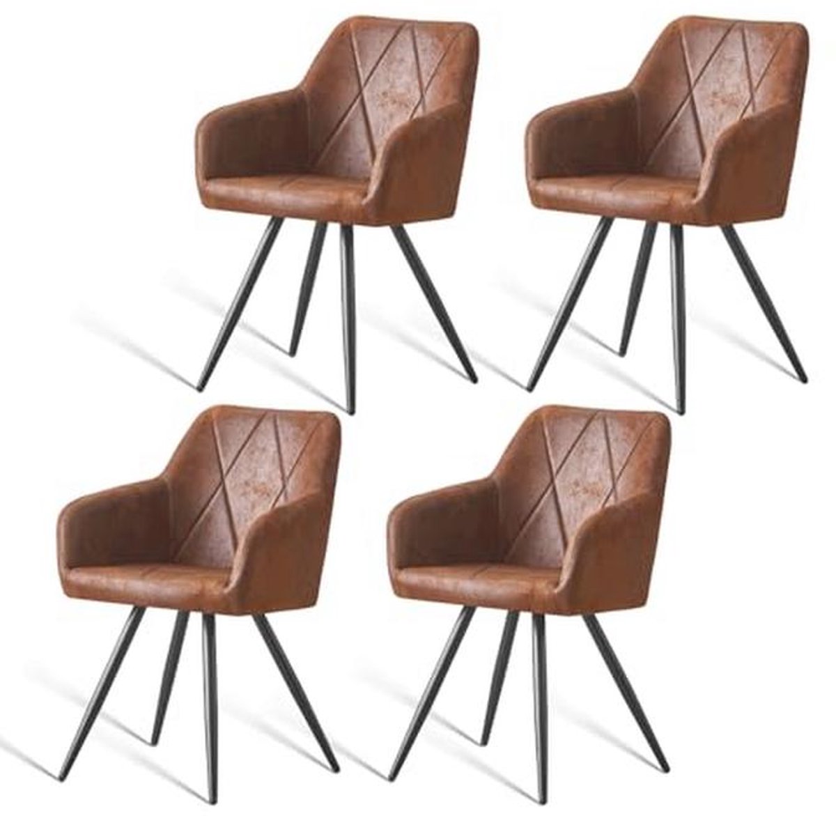 Set van 4 Moderne Eetkamerstoelen met Armleuningen en Gevoerde Zit