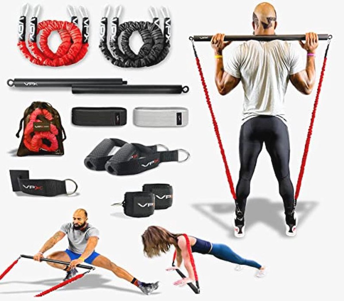 Verstelbaar Thuisfitnesssysteem met 14 Accessoires - Tot 220 lbs Weerstand