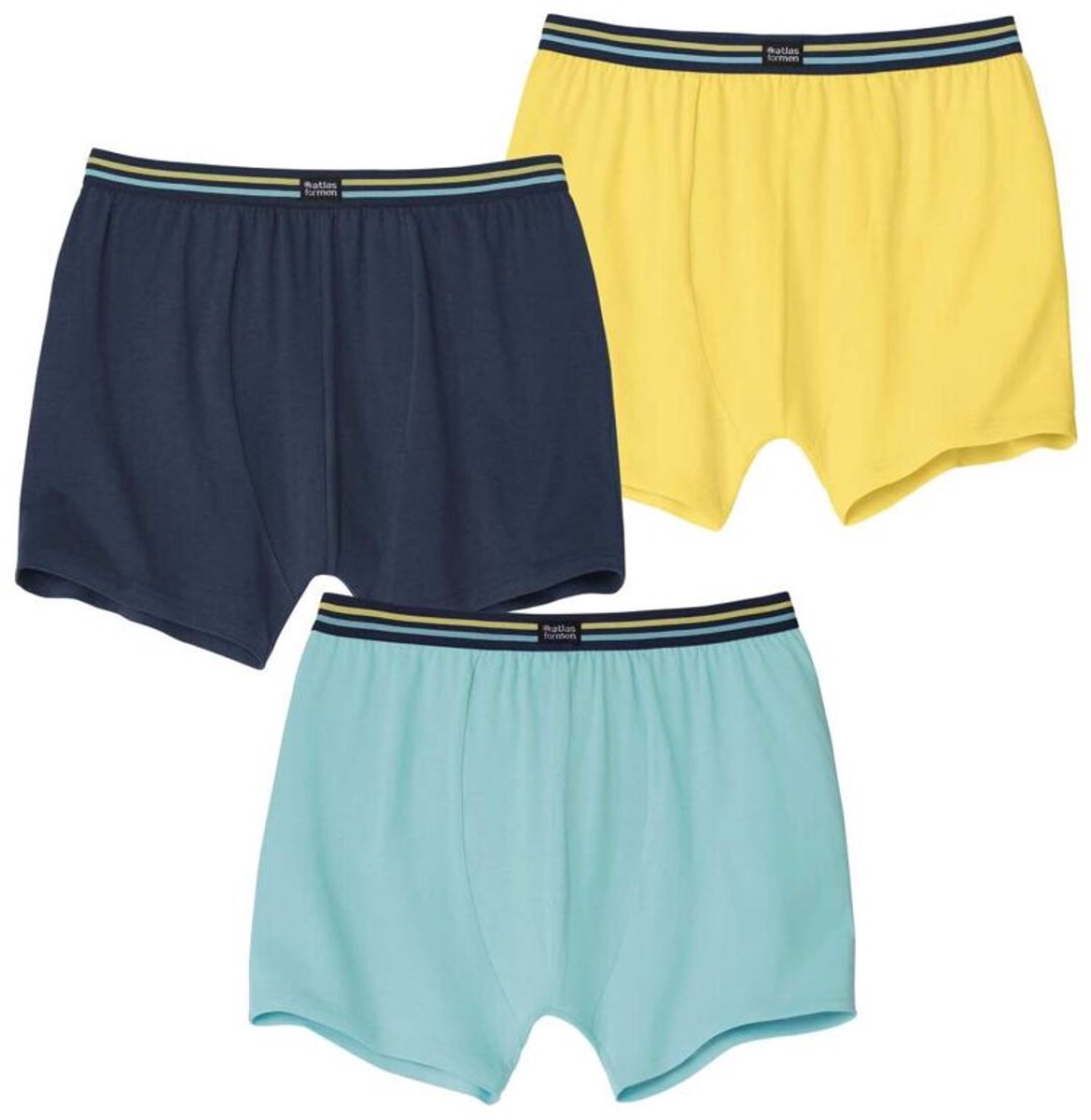 ATLAS FOR MEN - Set van 3 effen stretch boxershorts - Heren - Verkrijgbaar in grote maten - XL